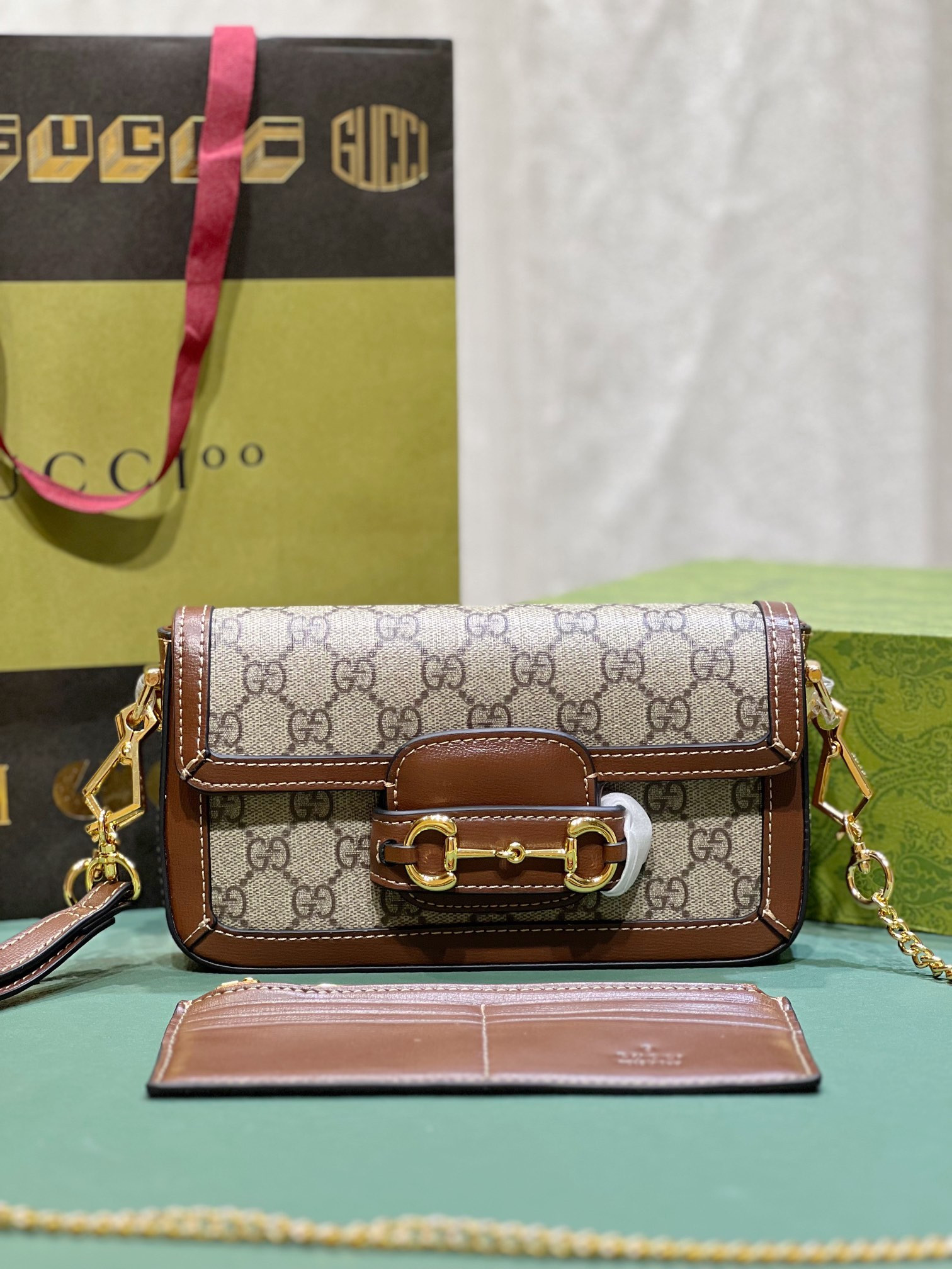 Gvc*1 HORSEBIT 1955 MINI BAG BROWN 8.5"W x 4.9"H x 1.2"D