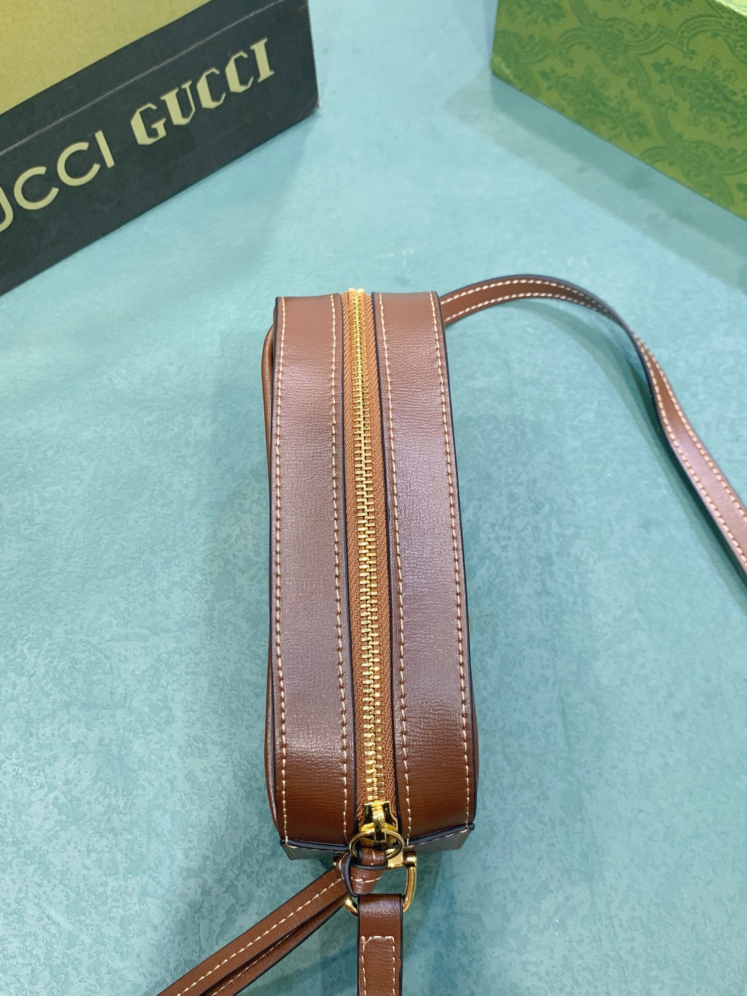 Gvc*1 HORSEBIT 1955 SMALL SHOULDER BAG BROWN 7.9"W x 5.1"H x 2.4"D