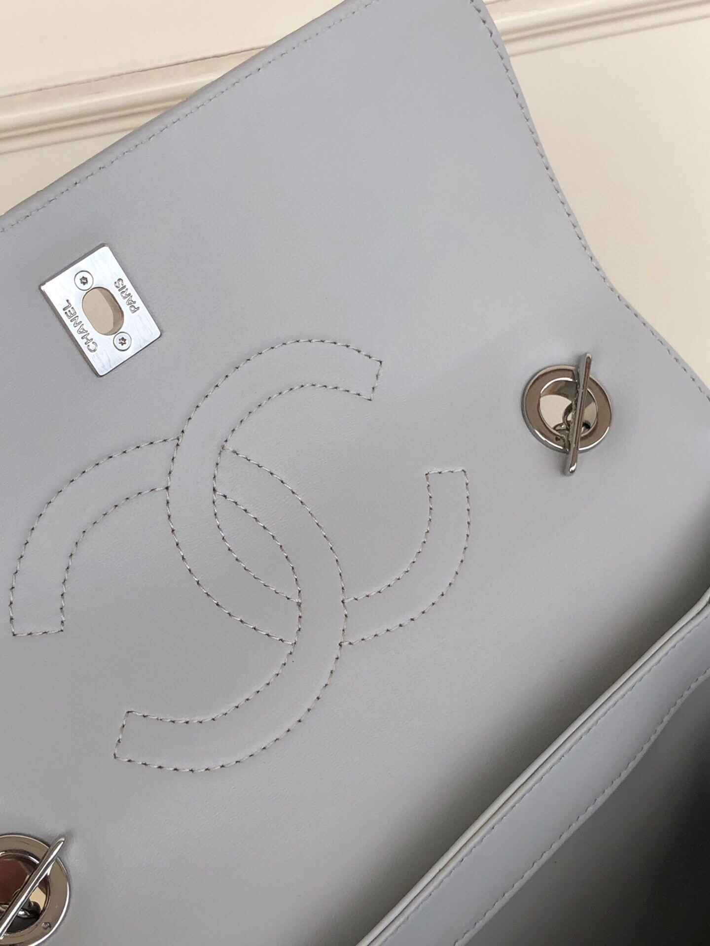 Ch**el FLAP BAG WITH TOP HANDLE 6.6 × 9.8 × 4.7 in