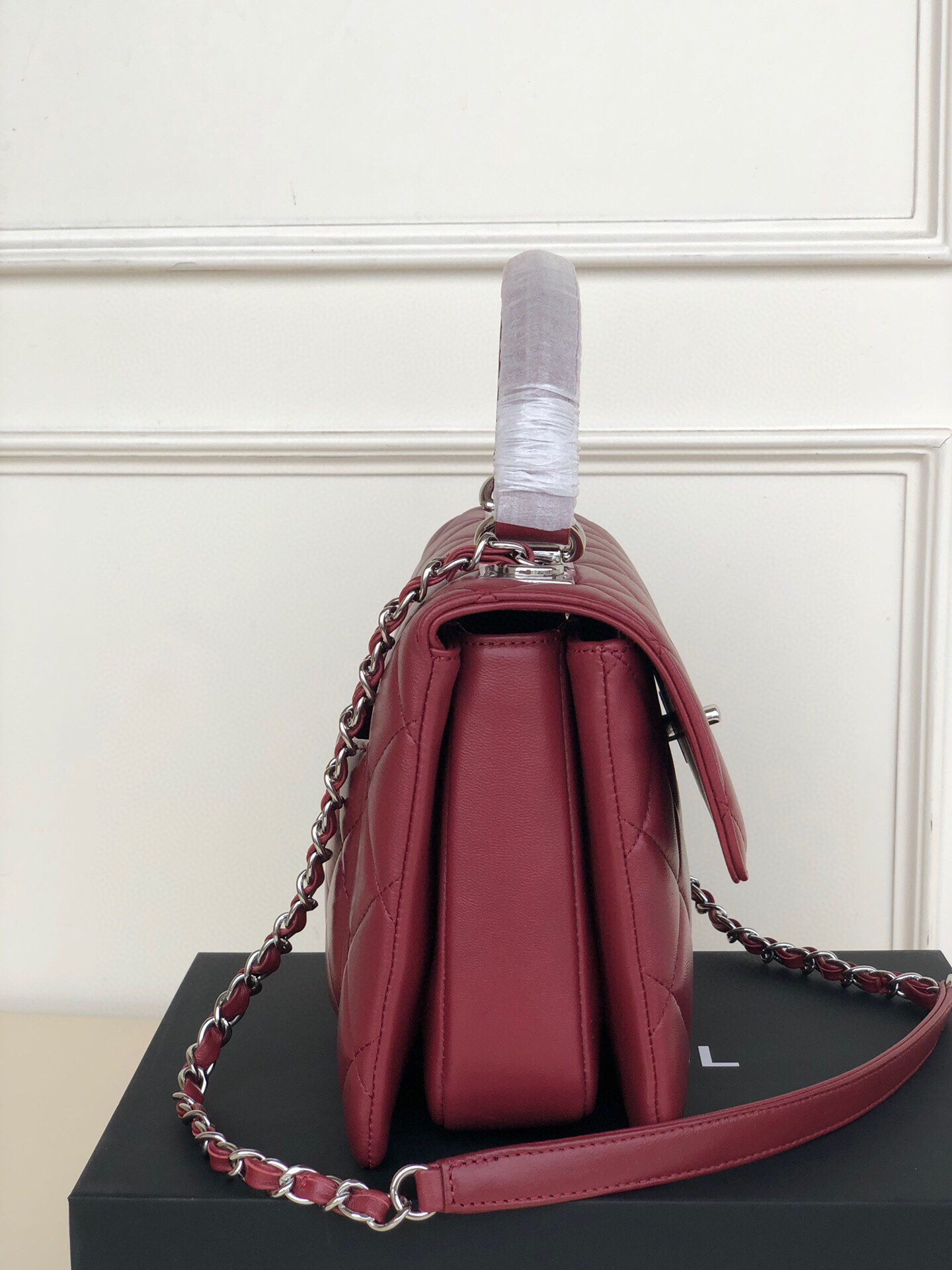 Ch**el FLAP BAG WITH TOP HANDLE 6.6 × 9.8 × 4.7 in