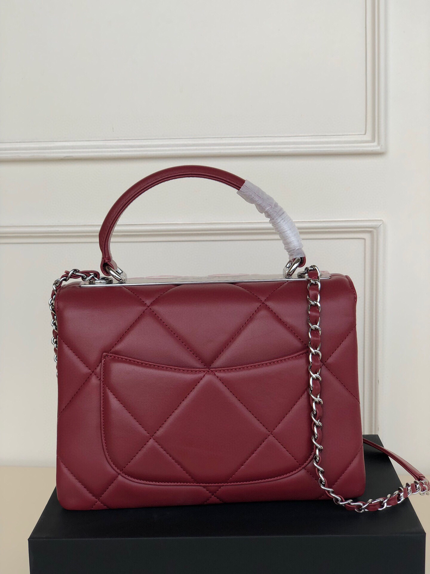 Ch**el FLAP BAG WITH TOP HANDLE 6.6 × 9.8 × 4.7 in