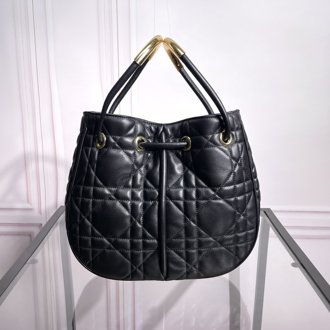 Medium D10r Nolita Bag Black Macrocannage Lambskin 10.5 x 10 x 2 inches