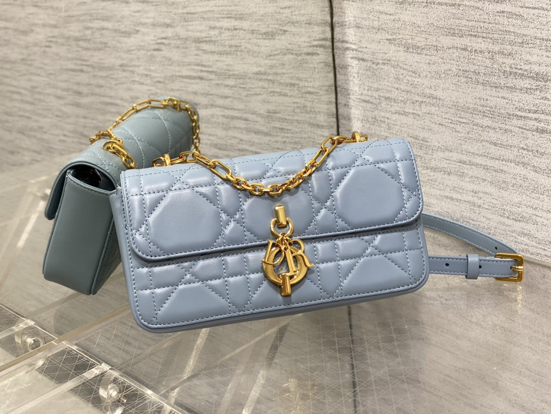 D10r Mini D10r Ange Bag Blue Macrocannage Calfskin 20 x 12 x 5 cm