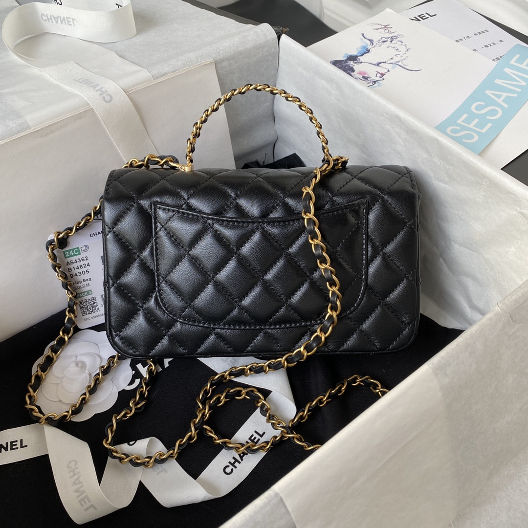 Ch**el MINI CLASSIC HANDBAG WITH TOP HANDLE 12 × 20 × 6 CM
