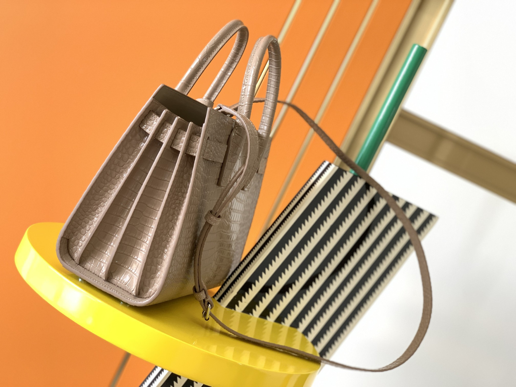 Y51 SAC DE JOUR IN EMBOSSED CROCODILE LEATHER - baby 26x13.5x12.5cm