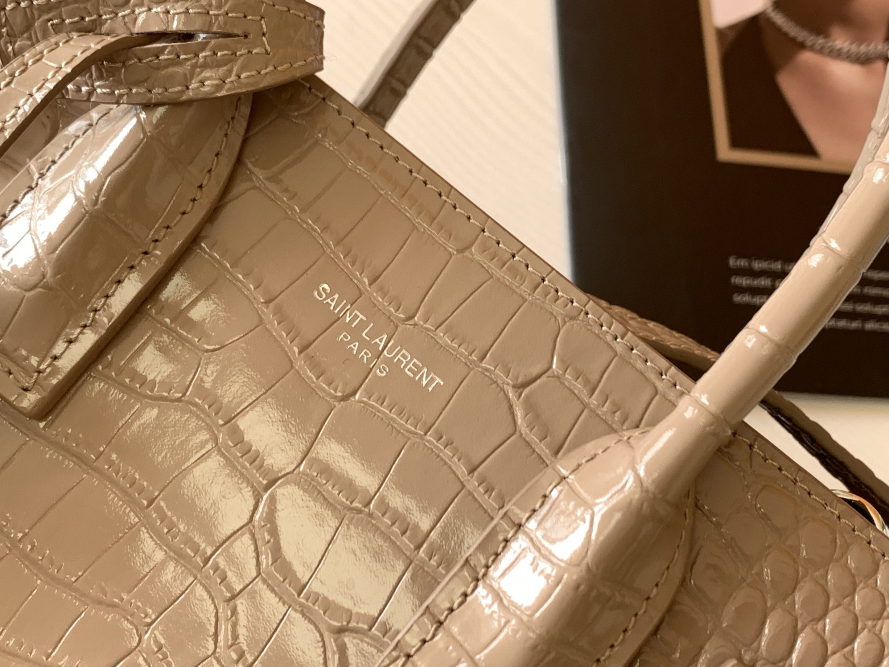 Y51 SAC DE JOUR IN EMBOSSED CROCODILE LEATHER - baby 26x13.5x12.5cm