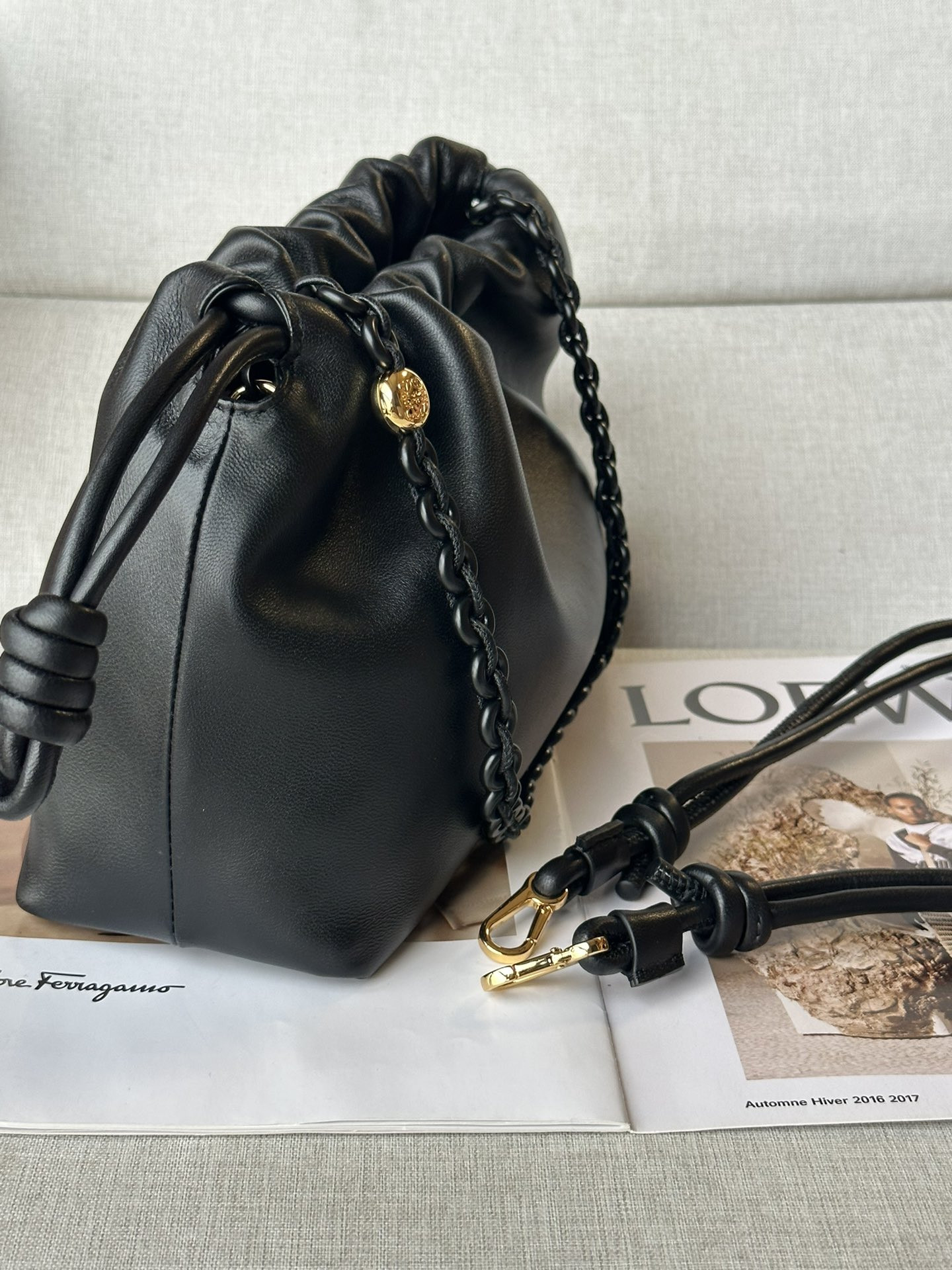 L0ew* Medium Flamenco purse in mellow nappa lambskin 30x10.5x20cm