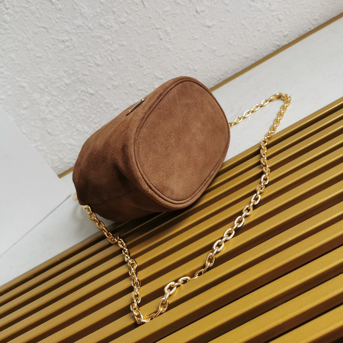 Pra*a Velvet mini-bag with nappa leather details 15x19x8cm
