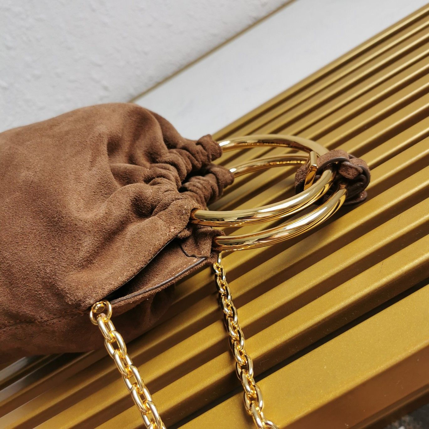 Pra*a Velvet mini-bag with nappa leather details 15x19x8cm