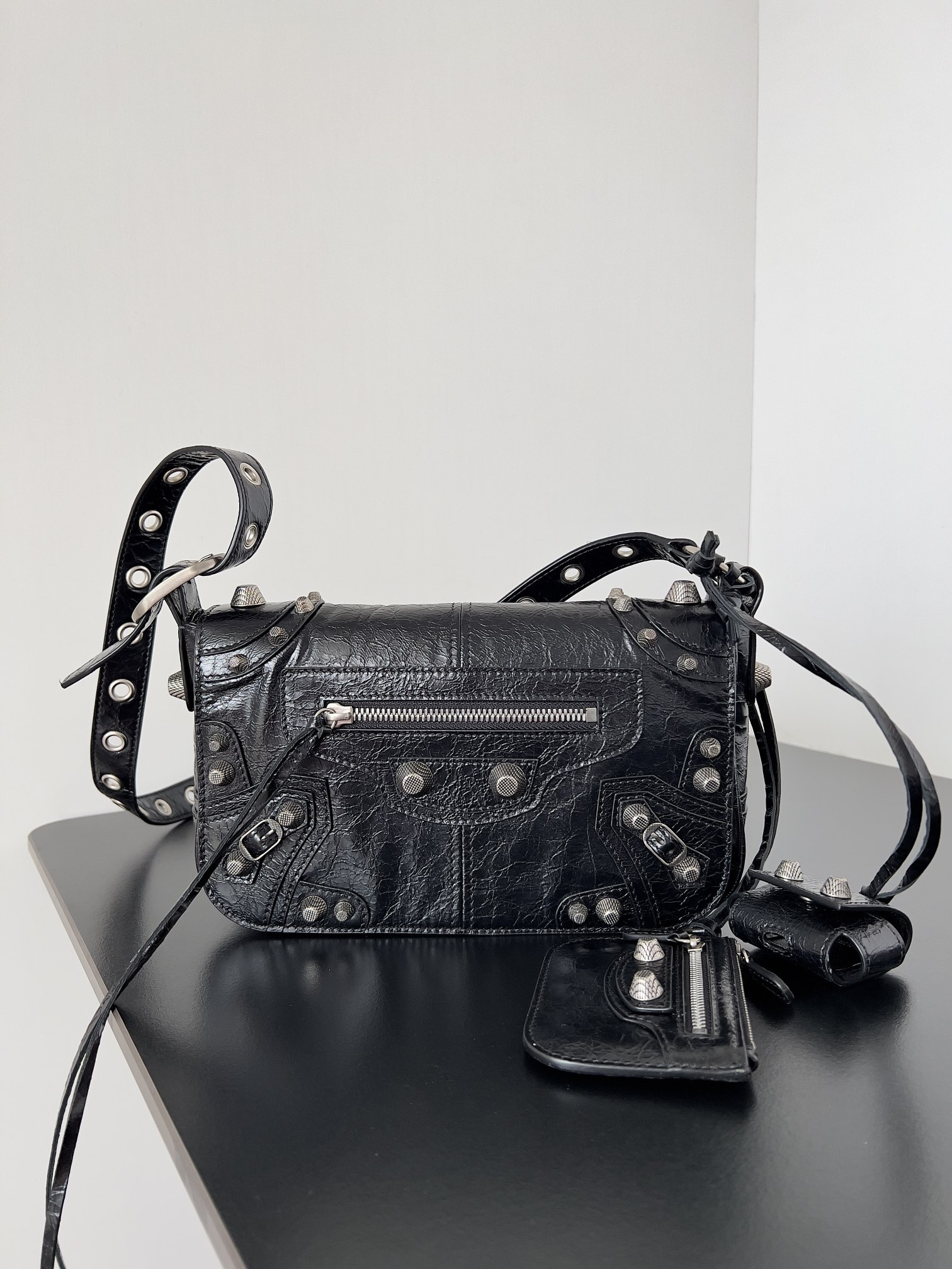 Ba1en*iaga le cagole mini flap bag in black 24 x 14 x 5 cm