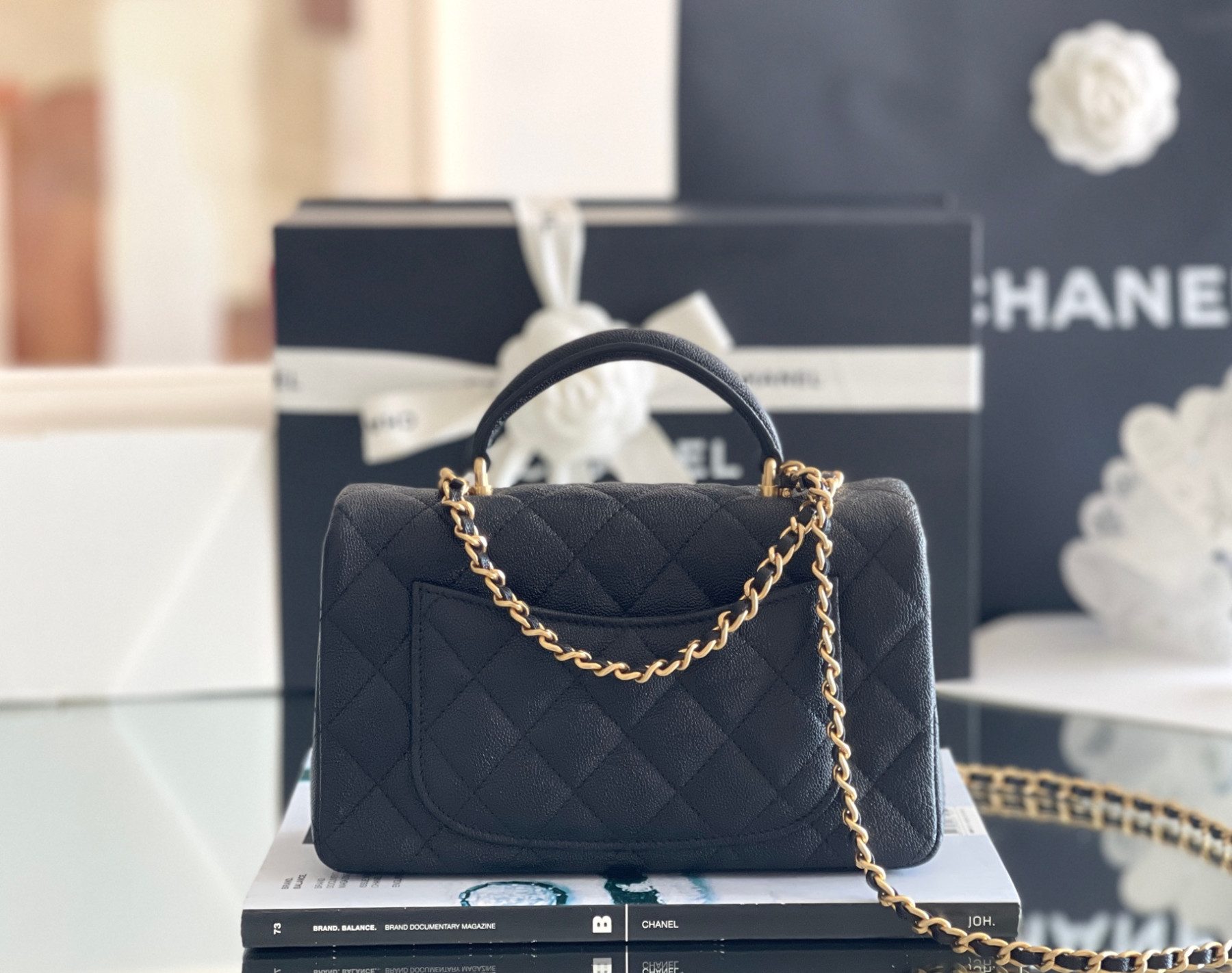 Ch**el Mini Classic Handbag With Top Handle 13x20x9cm