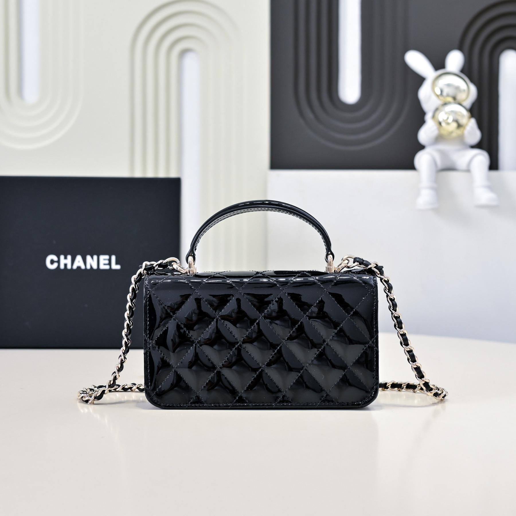 Ch**el classic handbag with top handle 17x10x4.5cm