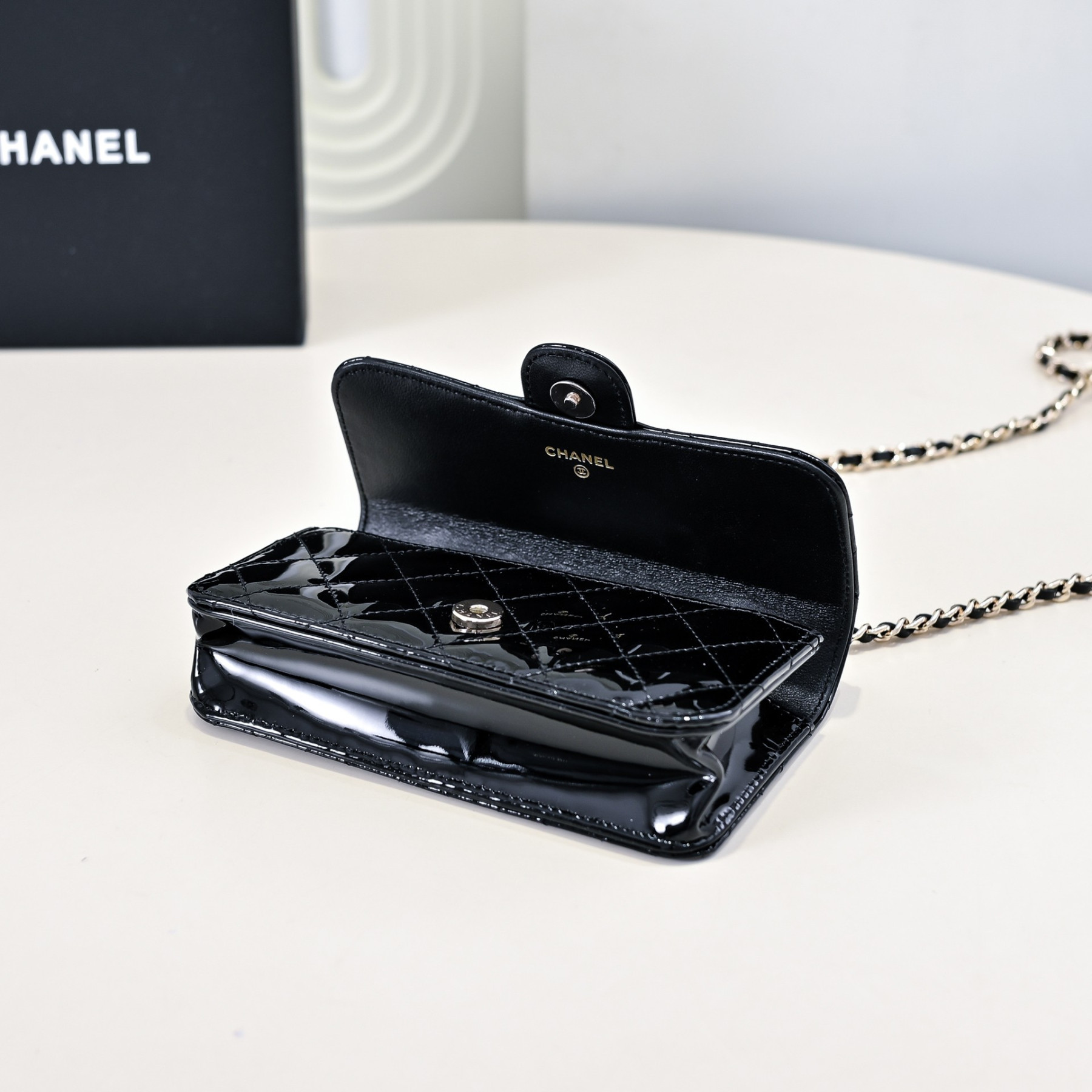 Ch**el classic handbag with top handle 17x10x4.5cm