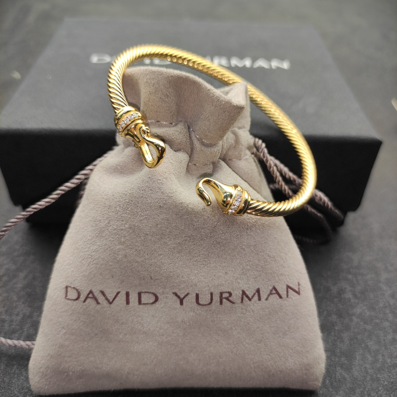 dau1d Yvrm*n 4mm gold hook with d1am0nds bracelet(wrist circumference 16-20cm)
