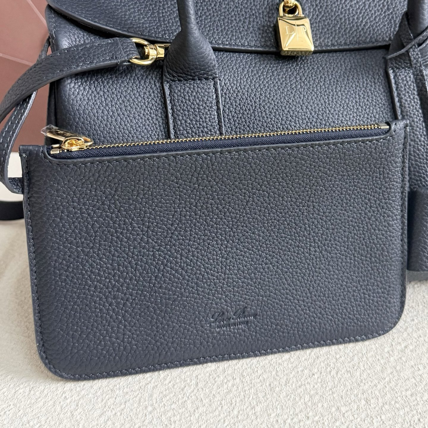 L0r0 P1ana Loom L25 Calfskin Deep Royal Blue 25x18x12.5cm