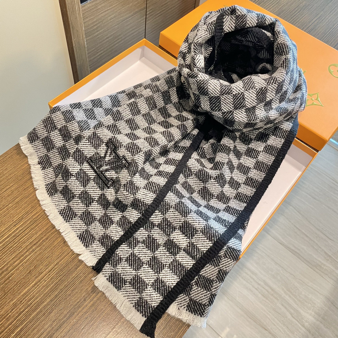 L0vis Vvtt0n Checkered scarf 35x200cm 100% cashmere
