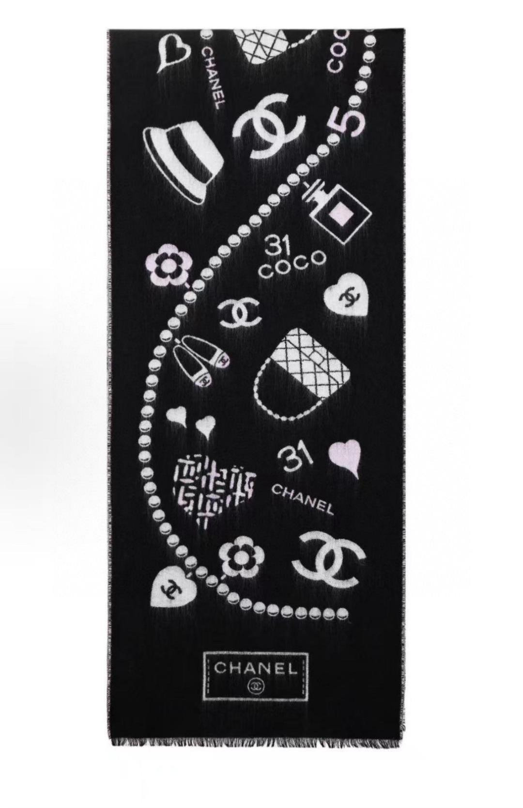 Ch**el scarf 50x200cm 100% cashmere