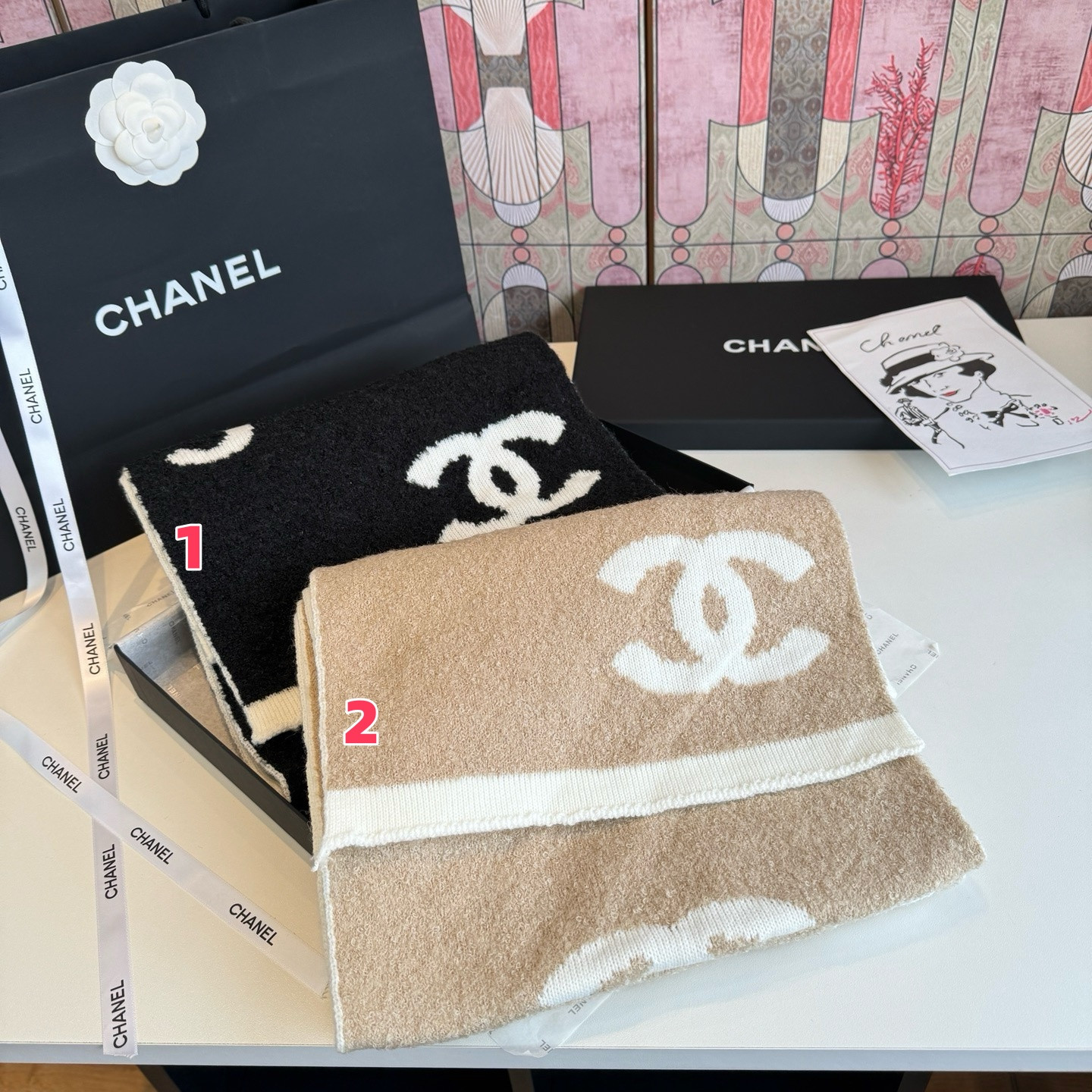 Ch**el scarf 180x30cm 10% Cashmere 90% Wool