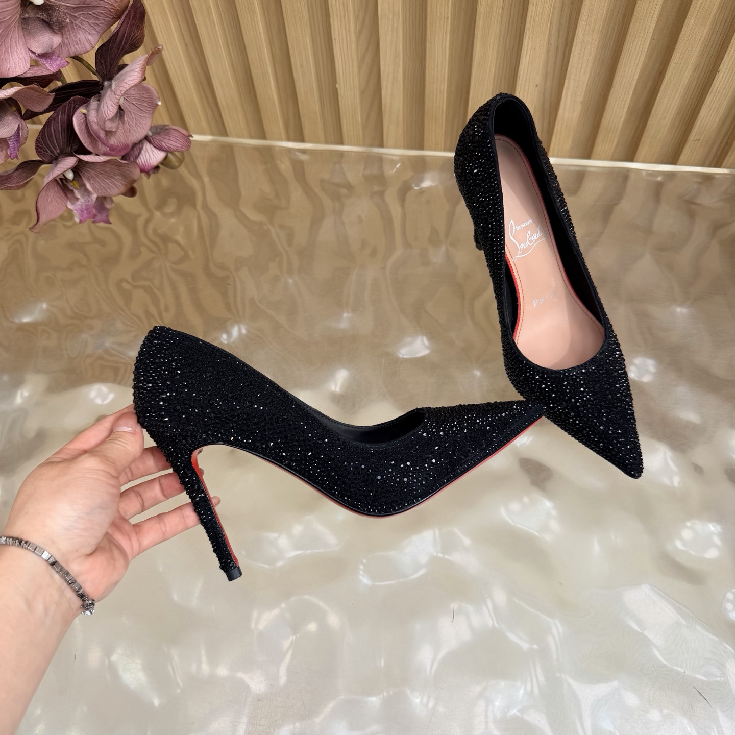 UA Chr1st1an Louboutin La Pigalle Strass 100 mm Pumps